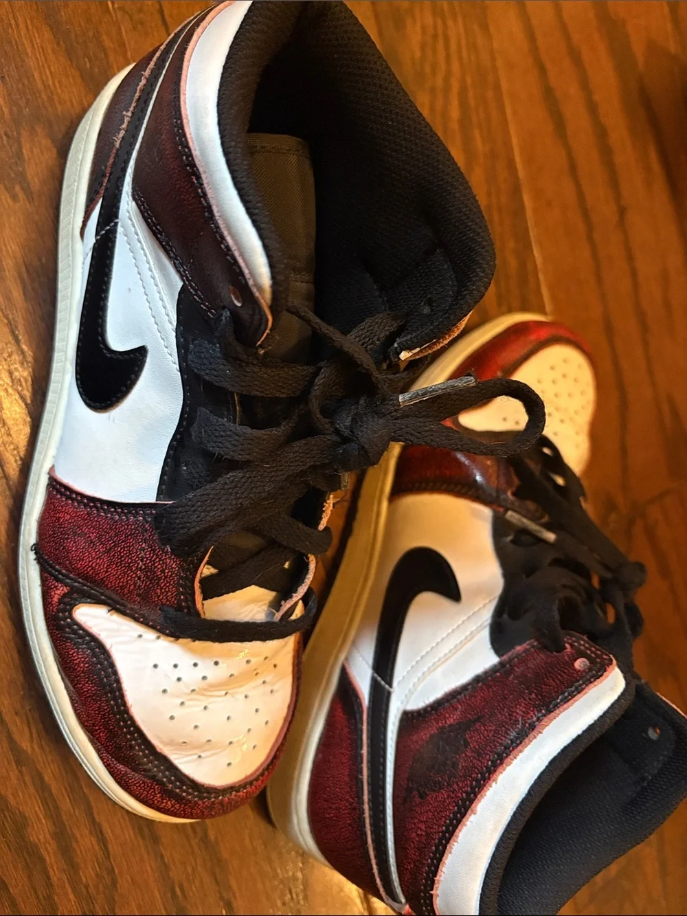 Jordan Kids Metallic Red, White & Black High-Top Sneakers